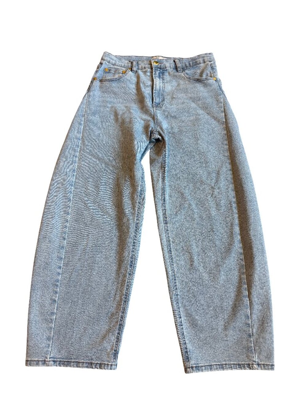 Oat New York Wide Leg Barrel Jeans Light Wash Denim Quiet Luxury Size 10/30